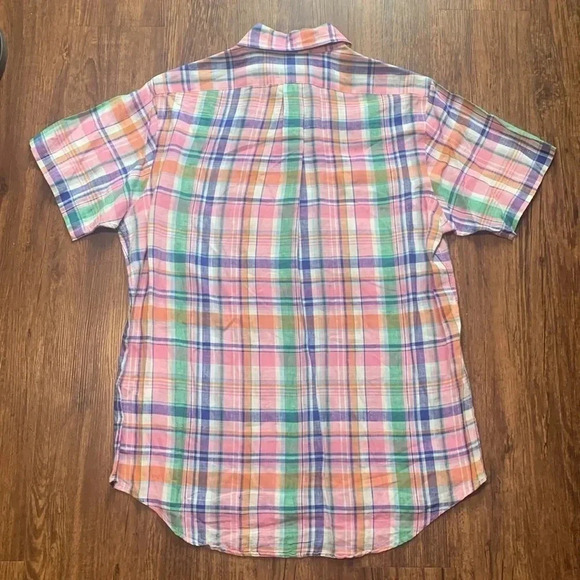 Ralph Lauren Polo Plaid Shirt Size Medium 100% Linen - Picture 4 of 7
